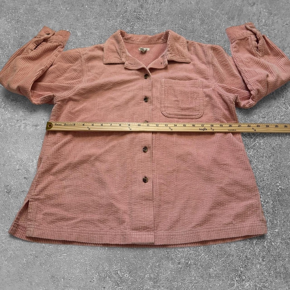 LL Bean Pink Corduroy Shirt Jacket Womens Medium Pet M 267370 Preppy Workwear - Picture 4 of 6